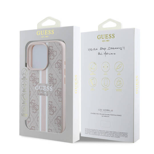 Apple iPhone 16 Pro Max Kılıf Guess Orjinal Lisanslı M-safe Şarj Özellikli 4G Şerit Tasarımlı Printed Kapak - 18