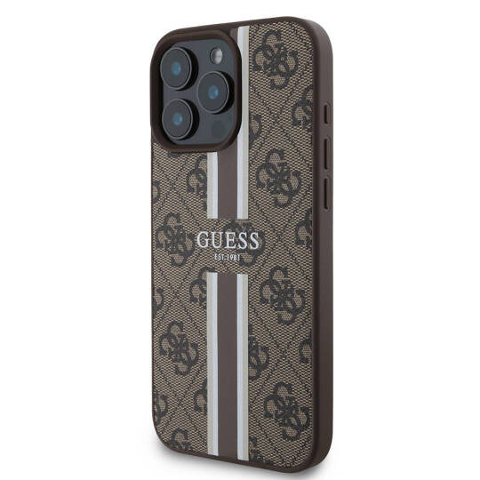 Apple iPhone 16 Pro Max Kılıf Guess Orjinal Lisanslı M-safe Şarj Özellikli 4G Şerit Tasarımlı Printed Kapak - 19