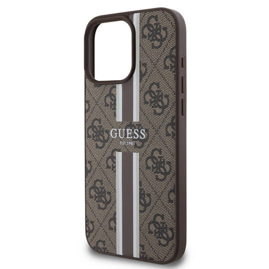 Apple iPhone 16 Pro Max Kılıf Guess Orjinal Lisanslı M-safe Şarj Özellikli 4G Şerit Tasarımlı Printed Kapak - 23