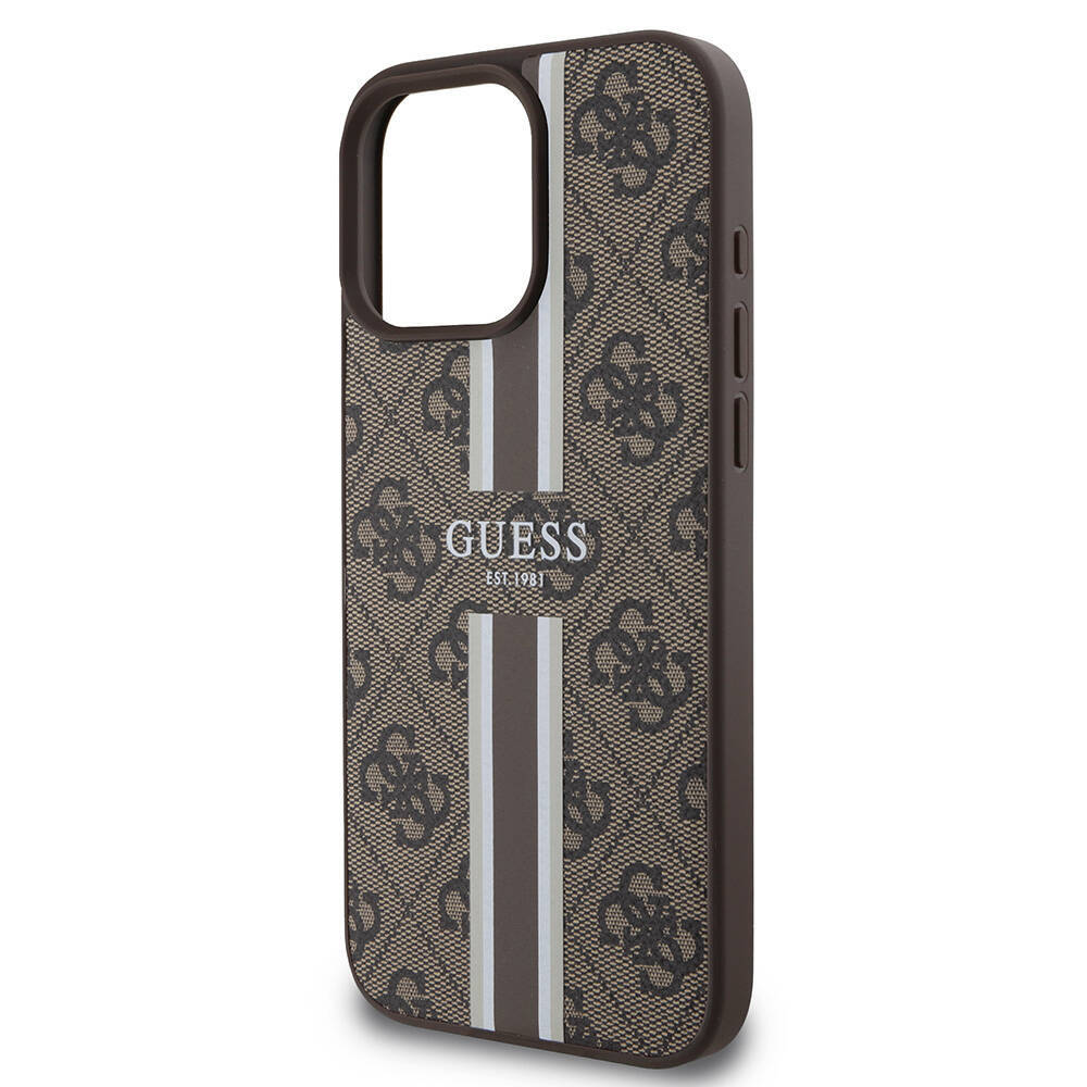 Apple iPhone 16 Pro Max Kılıf Guess Orjinal Lisanslı M-safe Şarj Özellikli 4G Şerit Tasarımlı Printed Kapak - 23