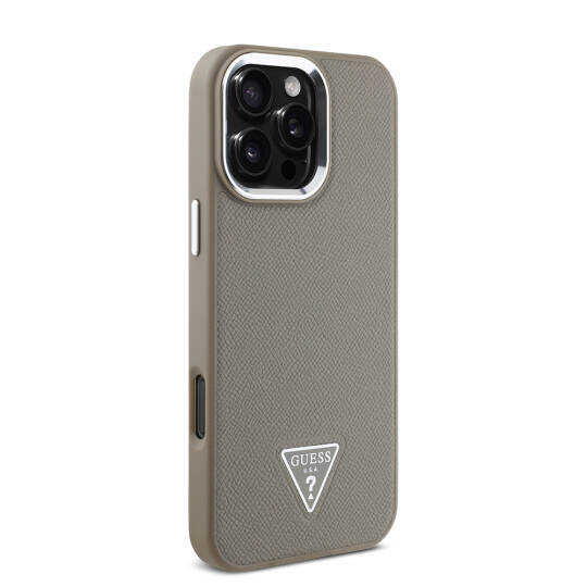 Apple iPhone 16 Pro Max Kılıf Guess Orjinal Lisanslı M-safe Şarj Özellikli Grained Triangle Kapak - 6