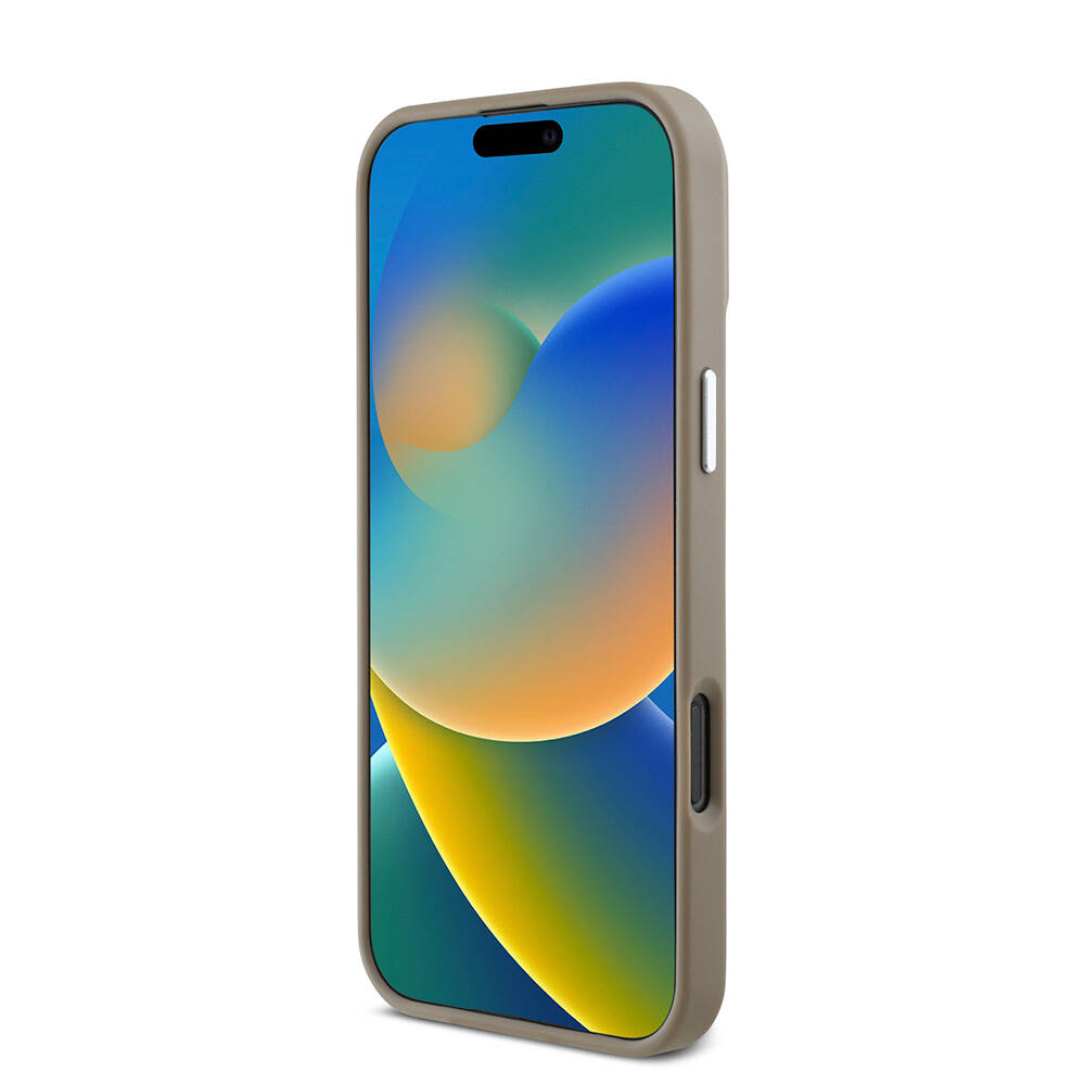 Apple iPhone 16 Pro Max Kılıf Guess Orjinal Lisanslı M-safe Şarj Özellikli Grained Triangle Kapak - 7