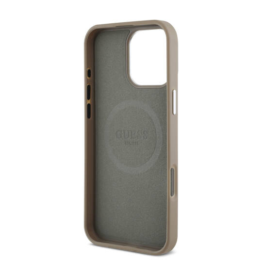 Apple iPhone 16 Pro Max Kılıf Guess Orjinal Lisanslı M-safe Şarj Özellikli Grained Triangle Kapak - 9