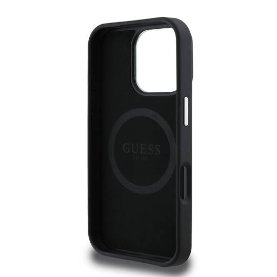 Apple iPhone 16 Pro Max Kılıf Guess Orjinal Lisanslı M-safe Şarj Özellikli Grained Triangle Kapak - 15