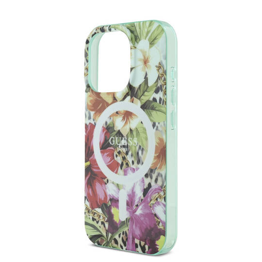 Apple iPhone 16 Pro Max Kılıf Guess Orjinal Lisanslı M-safe Şarj Özellikli IML Baskılı Jungle Ring Kapak - 8