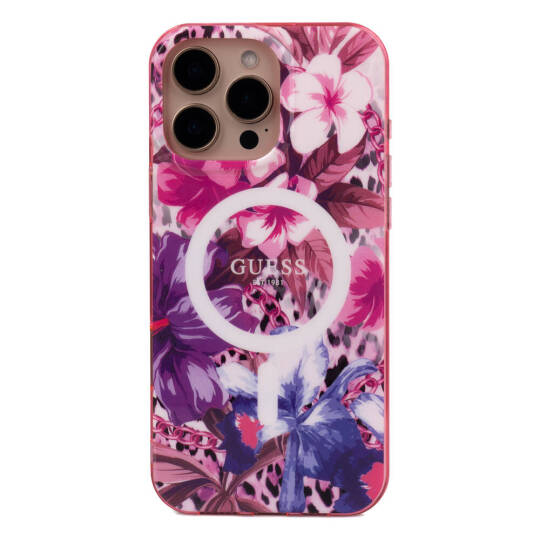 Apple iPhone 16 Pro Max Kılıf Guess Orjinal Lisanslı M-safe Şarj Özellikli IML Baskılı Jungle Ring Kapak - 12