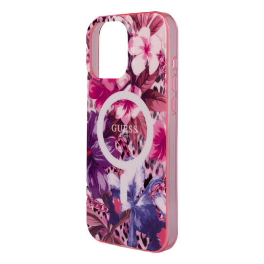 Apple iPhone 16 Pro Max Kılıf Guess Orjinal Lisanslı M-safe Şarj Özellikli IML Baskılı Jungle Ring Kapak - 14
