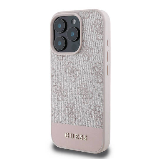 Apple iPhone 16 Pro Max Kılıf Guess Orjinal Lisanslı M-safe Şarj Özellikli PU Deri Şerit Logo Dizaynlı Kapak - 5