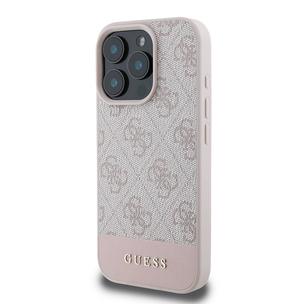 Apple iPhone 16 Pro Max Kılıf Guess Orjinal Lisanslı M-safe Şarj Özellikli PU Deri Şerit Logo Dizaynlı Kapak - 5