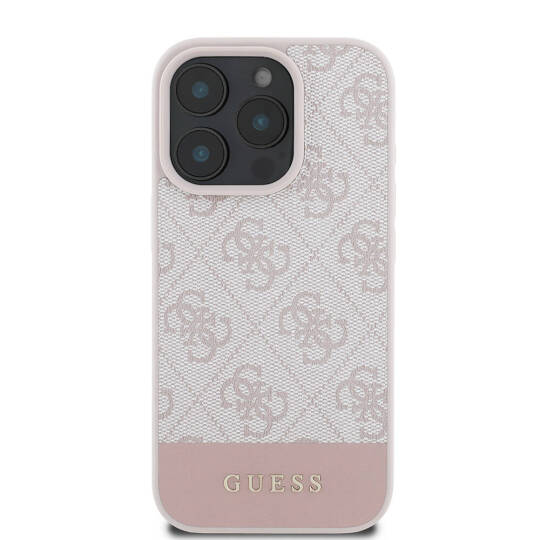 Apple iPhone 16 Pro Max Kılıf Guess Orjinal Lisanslı M-safe Şarj Özellikli PU Deri Şerit Logo Dizaynlı Kapak - 6