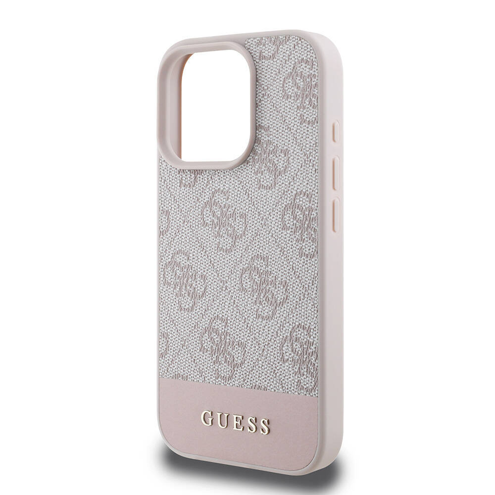 Apple iPhone 16 Pro Max Kılıf Guess Orjinal Lisanslı M-safe Şarj Özellikli PU Deri Şerit Logo Dizaynlı Kapak - 9
