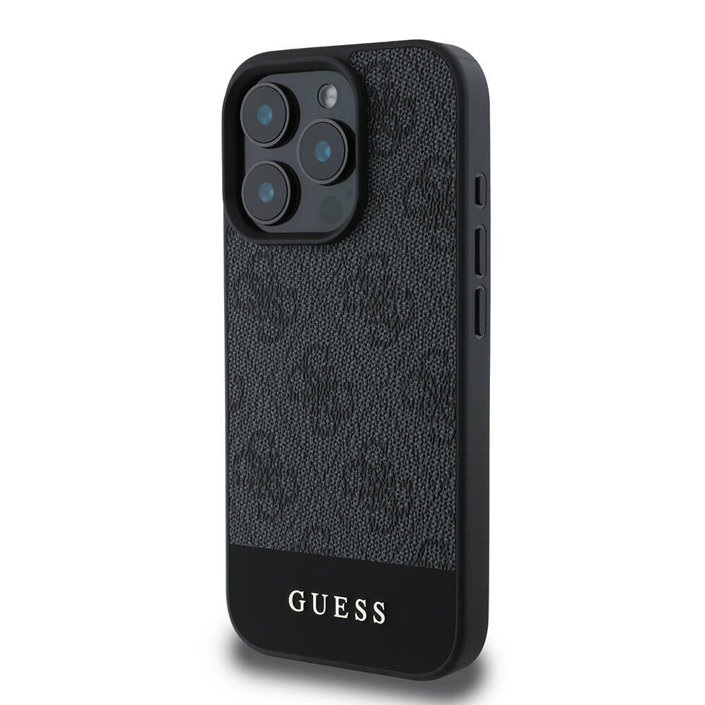 Apple iPhone 16 Pro Max Kılıf Guess Orjinal Lisanslı M-safe Şarj Özellikli PU Deri Şerit Logo Dizaynlı Kapak - 12