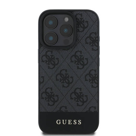 Apple iPhone 16 Pro Max Kılıf Guess Orjinal Lisanslı M-safe Şarj Özellikli PU Deri Şerit Logo Dizaynlı Kapak - 13
