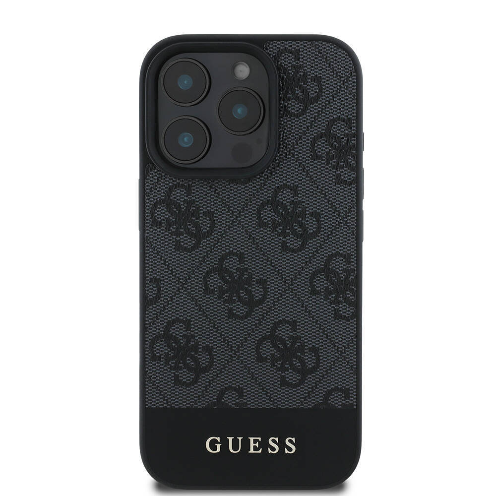 Apple iPhone 16 Pro Max Kılıf Guess Orjinal Lisanslı M-safe Şarj Özellikli PU Deri Şerit Logo Dizaynlı Kapak - 13