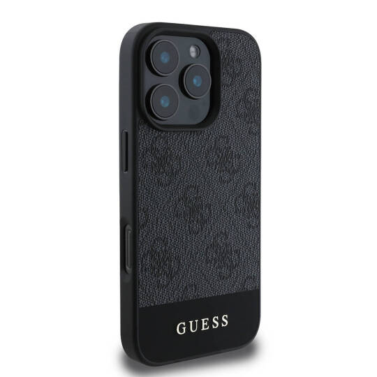 Apple iPhone 16 Pro Max Kılıf Guess Orjinal Lisanslı M-safe Şarj Özellikli PU Deri Şerit Logo Dizaynlı Kapak - 14