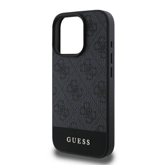 Apple iPhone 16 Pro Max Kılıf Guess Orjinal Lisanslı M-safe Şarj Özellikli PU Deri Şerit Logo Dizaynlı Kapak - 16