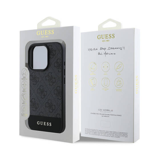 Apple iPhone 16 Pro Max Kılıf Guess Orjinal Lisanslı M-safe Şarj Özellikli PU Deri Şerit Logo Dizaynlı Kapak - 18