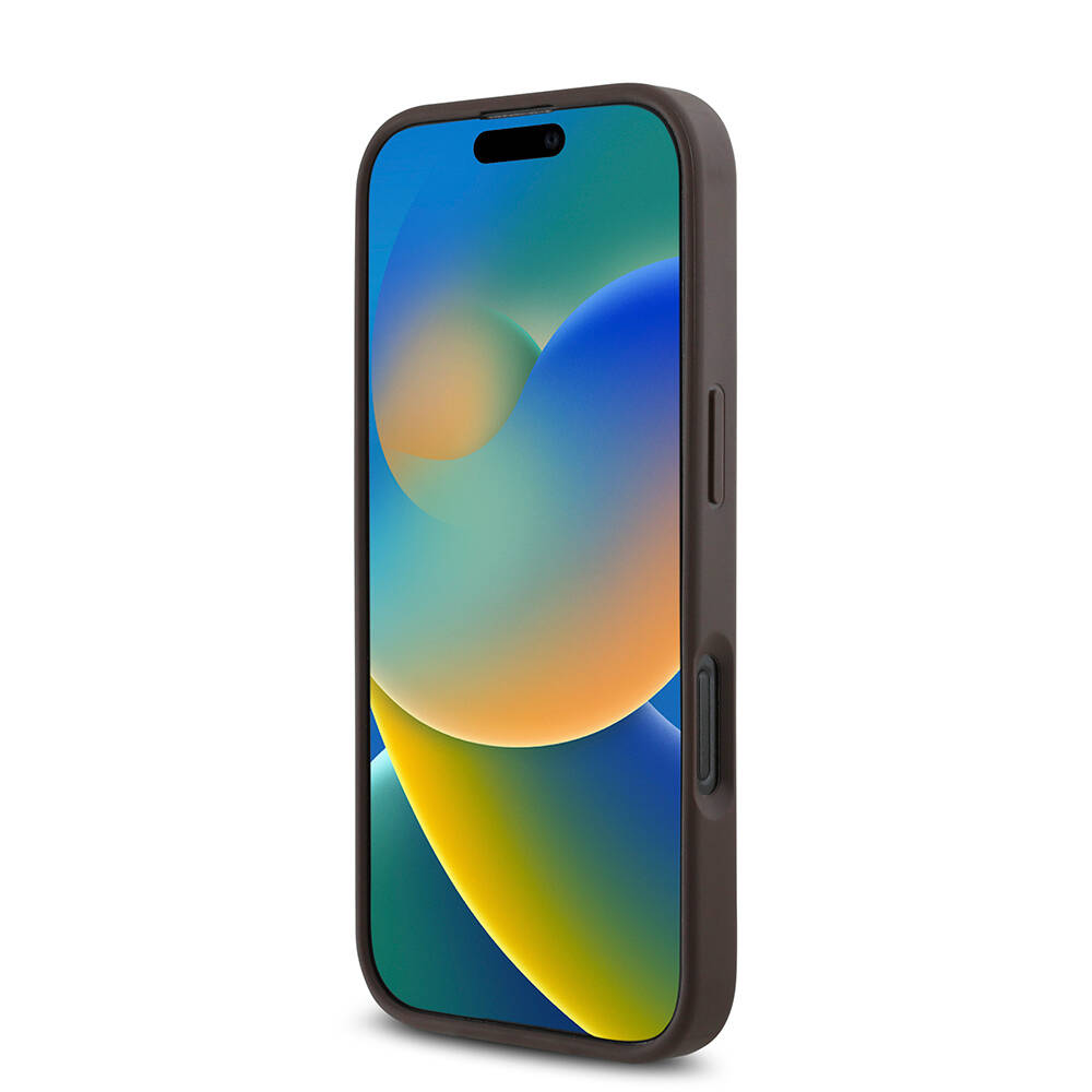 Apple iPhone 16 Pro Max Kılıf Guess Orjinal Lisanslı M-safe Şarj Özellikli PU Üçgen Logo 4G Desenli Kapak - 19