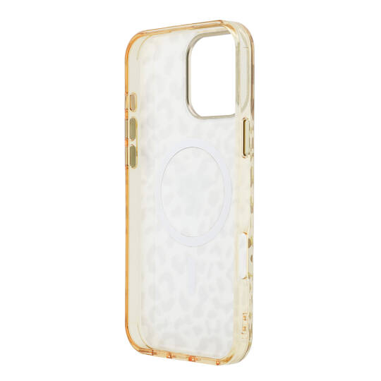 Apple iPhone 16 Pro Max Kılıf Guess Orjinal Lisanslı M-safe Şarj Özellikli Üçgen Logolu Simli Leopar Desenli Kapak - 10