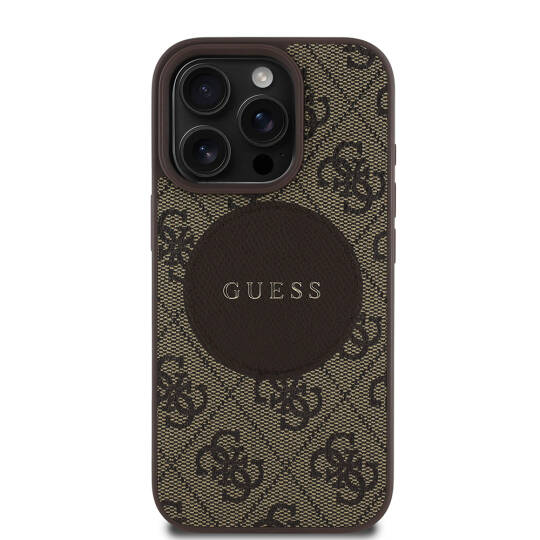 Apple iPhone 16 Pro Max Kılıf Guess Orjinal Lisanslı M-safe Şarj Özellikli Yazı Logolu Circle Classic Kapak - 4