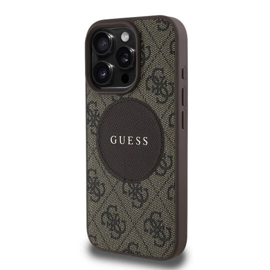 Apple iPhone 16 Pro Max Kılıf Guess Orjinal Lisanslı M-safe Şarj Özellikli Yazı Logolu Circle Classic Kapak - 5