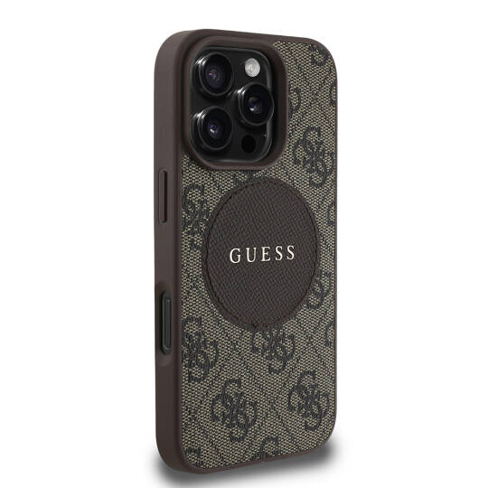 Apple iPhone 16 Pro Max Kılıf Guess Orjinal Lisanslı M-safe Şarj Özellikli Yazı Logolu Circle Classic Kapak - 6