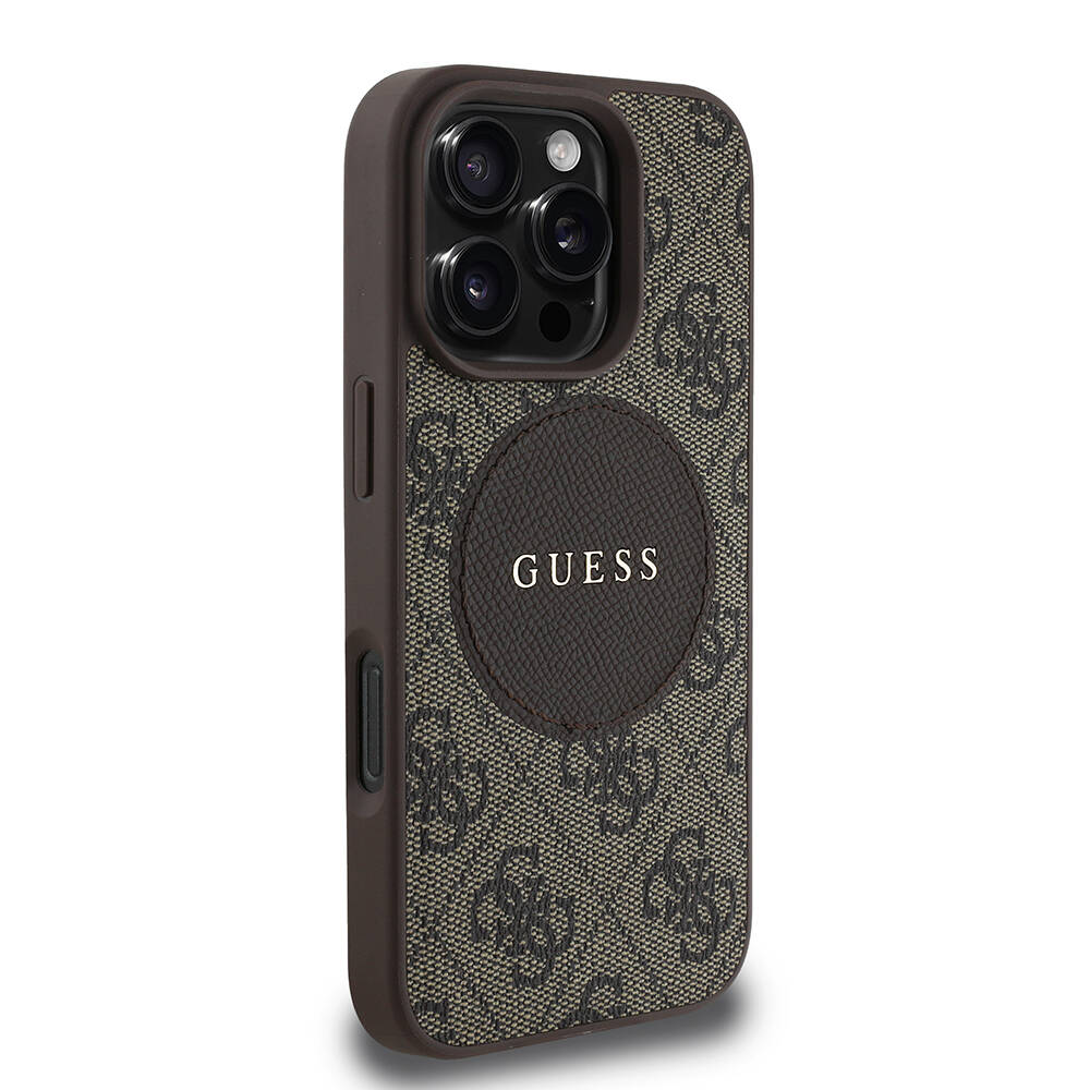 Apple iPhone 16 Pro Max Kılıf Guess Orjinal Lisanslı M-safe Şarj Özellikli Yazı Logolu Circle Classic Kapak - 6