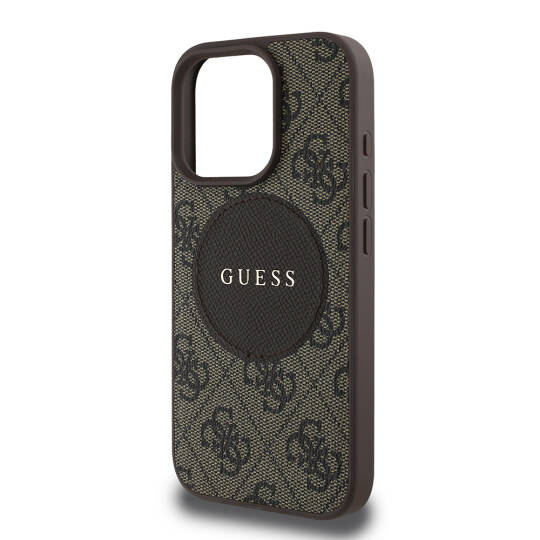 Apple iPhone 16 Pro Max Kılıf Guess Orjinal Lisanslı M-safe Şarj Özellikli Yazı Logolu Circle Classic Kapak - 7