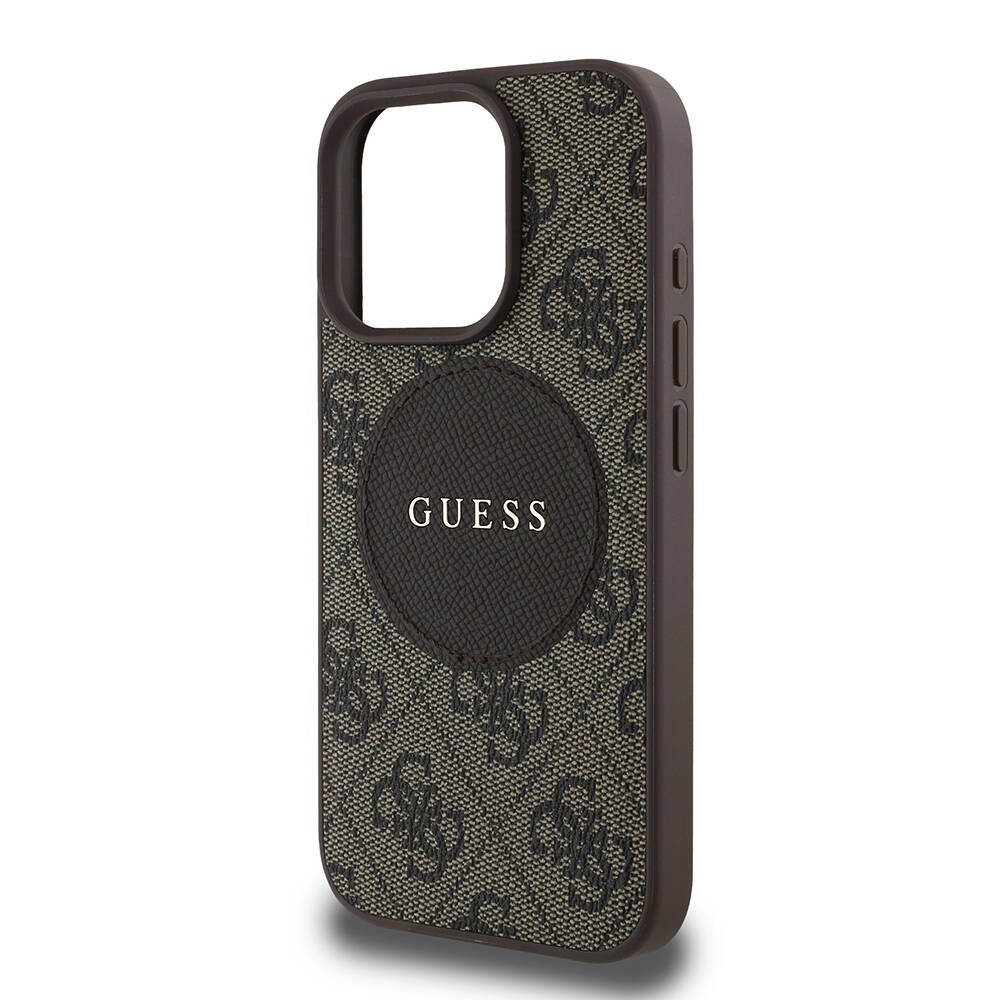 Apple iPhone 16 Pro Max Kılıf Guess Orjinal Lisanslı M-safe Şarj Özellikli Yazı Logolu Circle Classic Kapak - 7