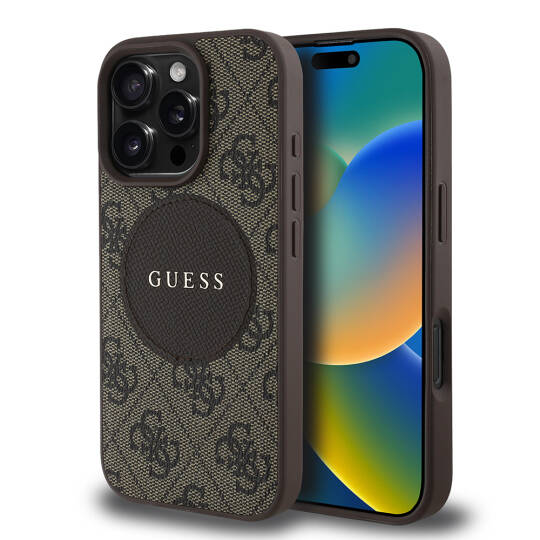 Apple iPhone 16 Pro Max Kılıf Guess Orjinal Lisanslı M-safe Şarj Özellikli Yazı Logolu Circle Classic Kapak - 9