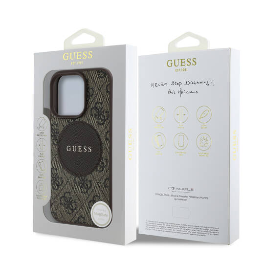 Apple iPhone 16 Pro Max Kılıf Guess Orjinal Lisanslı M-safe Şarj Özellikli Yazı Logolu Circle Classic Kapak - 11