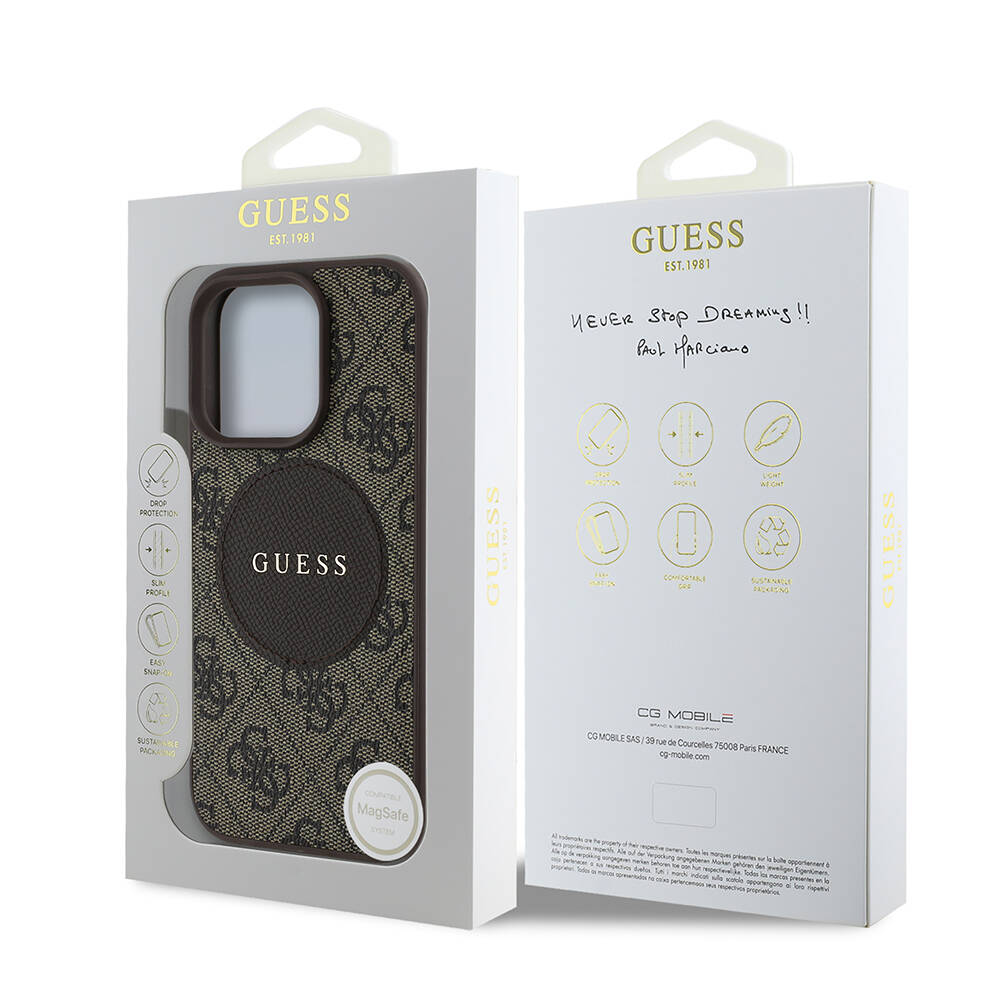 Apple iPhone 16 Pro Max Kılıf Guess Orjinal Lisanslı M-safe Şarj Özellikli Yazı Logolu Circle Classic Kapak - 11