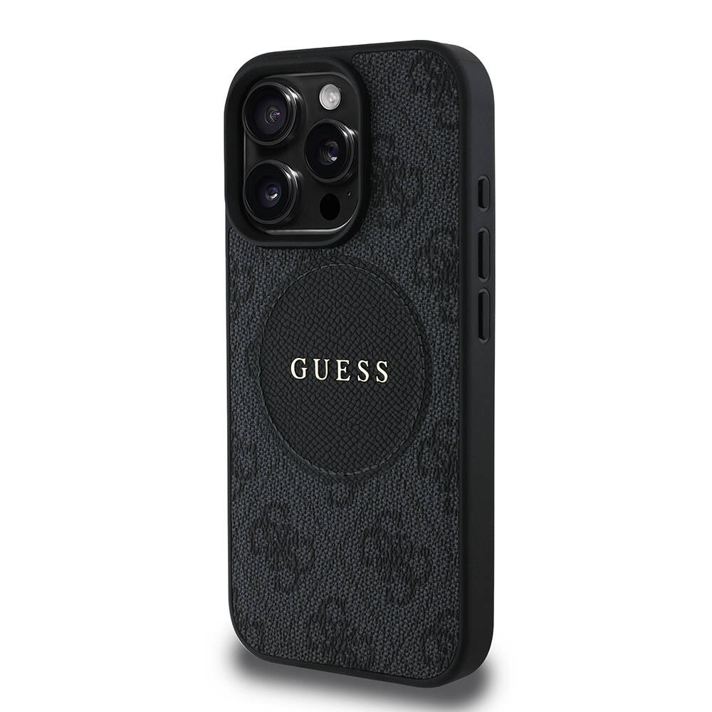 Apple iPhone 16 Pro Max Kılıf Guess Orjinal Lisanslı M-safe Şarj Özellikli Yazı Logolu Circle Classic Kapak - 13