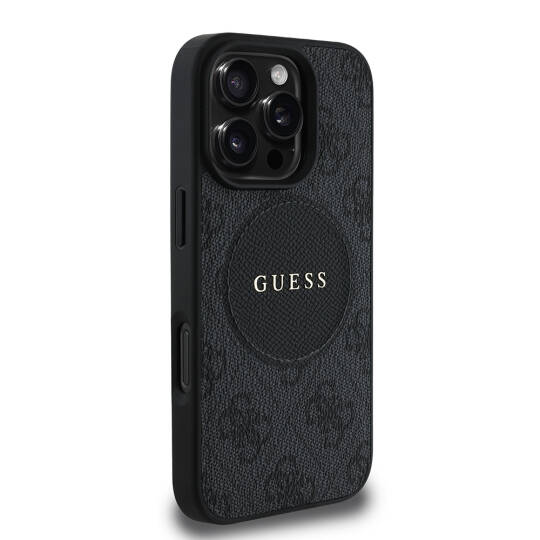 Apple iPhone 16 Pro Max Kılıf Guess Orjinal Lisanslı M-safe Şarj Özellikli Yazı Logolu Circle Classic Kapak - 14