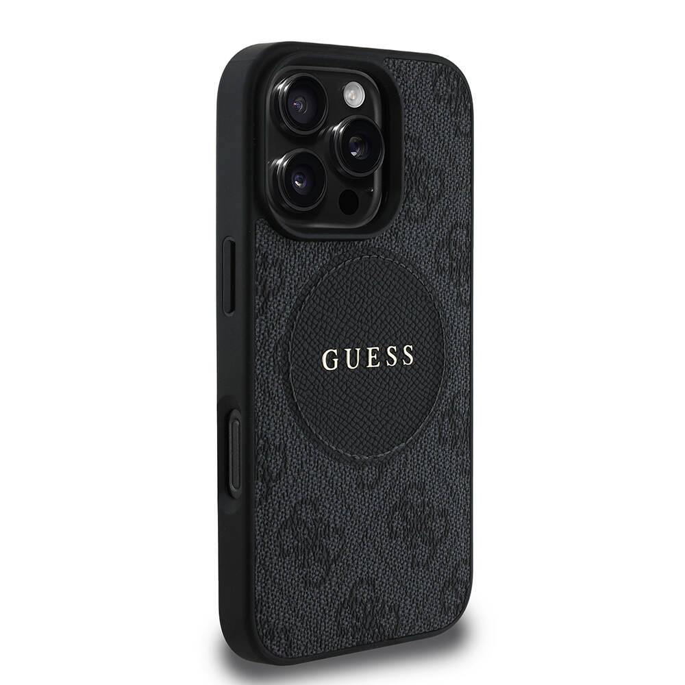 Apple iPhone 16 Pro Max Kılıf Guess Orjinal Lisanslı M-safe Şarj Özellikli Yazı Logolu Circle Classic Kapak - 14