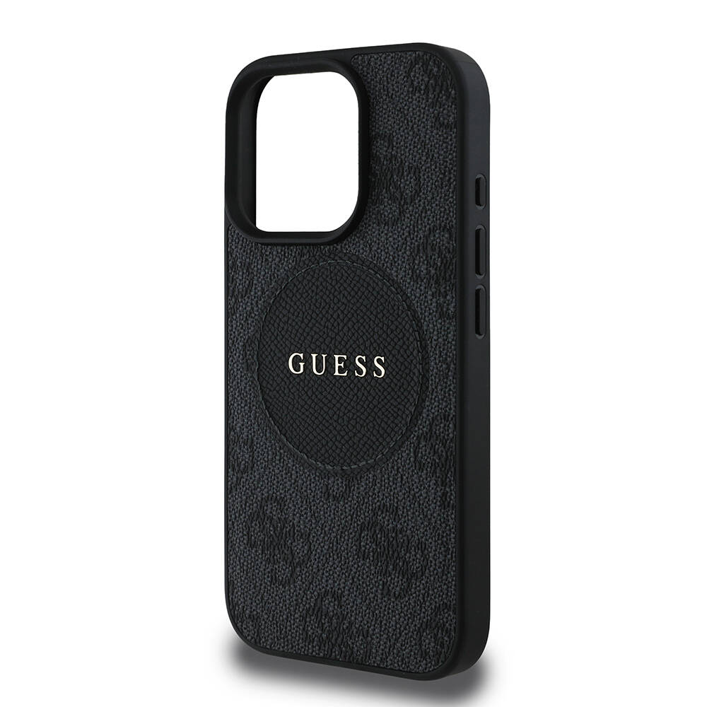 Apple iPhone 16 Pro Max Kılıf Guess Orjinal Lisanslı M-safe Şarj Özellikli Yazı Logolu Circle Classic Kapak - 16