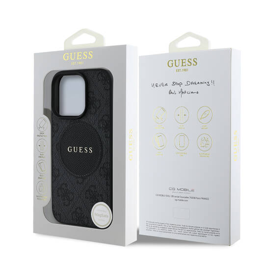 Apple iPhone 16 Pro Max Kılıf Guess Orjinal Lisanslı M-safe Şarj Özellikli Yazı Logolu Circle Classic Kapak - 18
