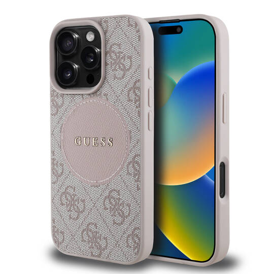 Apple iPhone 16 Pro Max Kılıf Guess Orjinal Lisanslı M-safe Şarj Özellikli Yazı Logolu Circle Classic Kapak - 19