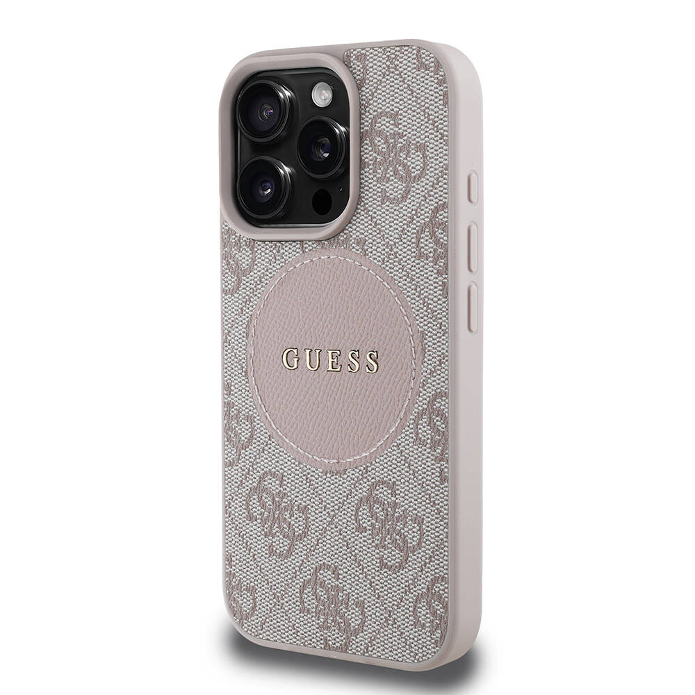 Apple iPhone 16 Pro Max Kılıf Guess Orjinal Lisanslı M-safe Şarj Özellikli Yazı Logolu Circle Classic Kapak - 20