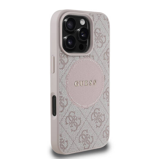 Apple iPhone 16 Pro Max Kılıf Guess Orjinal Lisanslı M-safe Şarj Özellikli Yazı Logolu Circle Classic Kapak - 21
