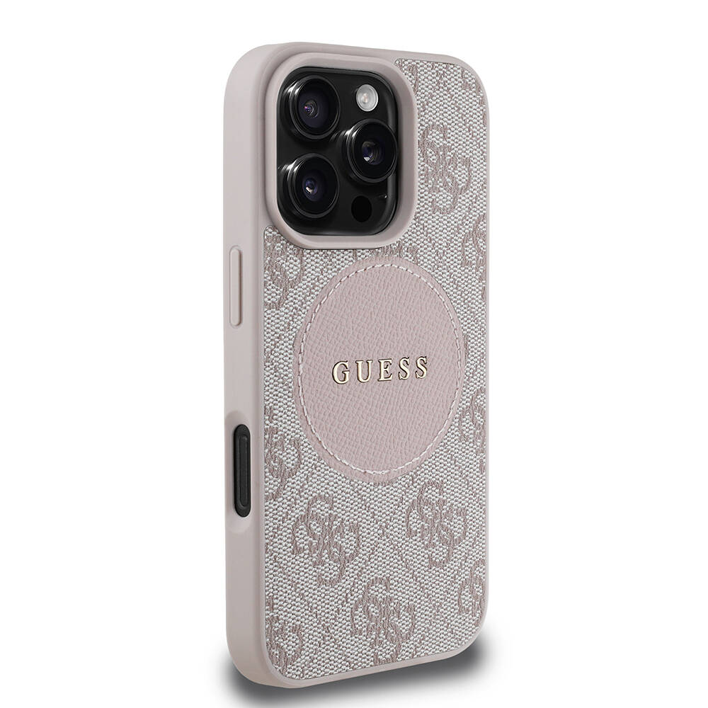 Apple iPhone 16 Pro Max Kılıf Guess Orjinal Lisanslı M-safe Şarj Özellikli Yazı Logolu Circle Classic Kapak - 21