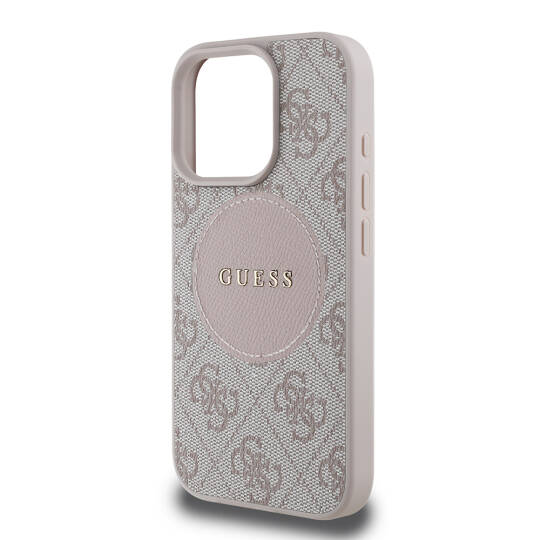Apple iPhone 16 Pro Max Kılıf Guess Orjinal Lisanslı M-safe Şarj Özellikli Yazı Logolu Circle Classic Kapak - 23