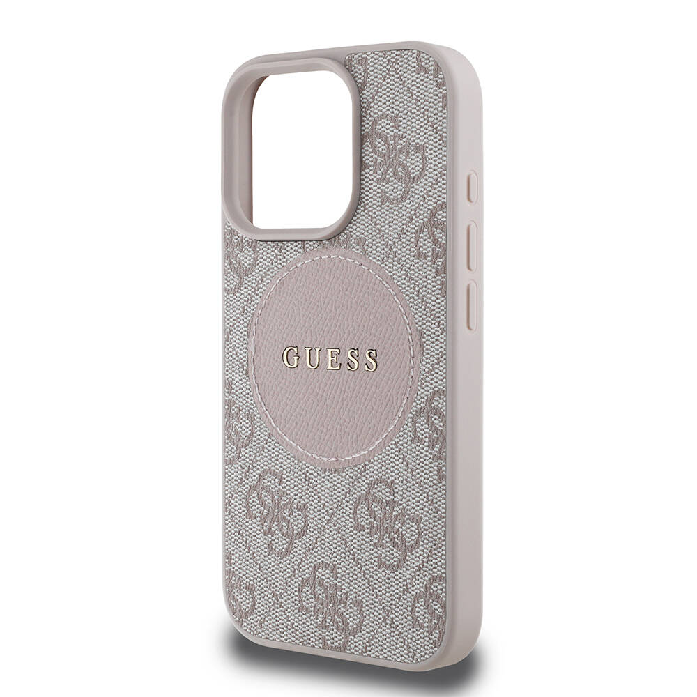 Apple iPhone 16 Pro Max Kılıf Guess Orjinal Lisanslı M-safe Şarj Özellikli Yazı Logolu Circle Classic Kapak - 23