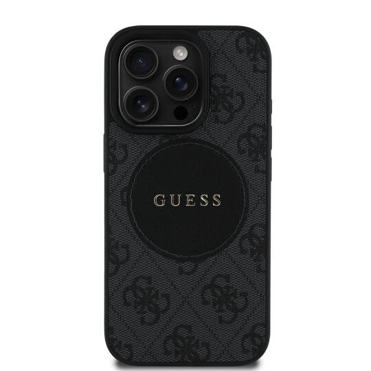 Apple iPhone 16 Pro Max Kılıf Guess Orjinal Lisanslı M-safe Şarj Özellikli Yazı Logolu Circle Classic Kapak - 3