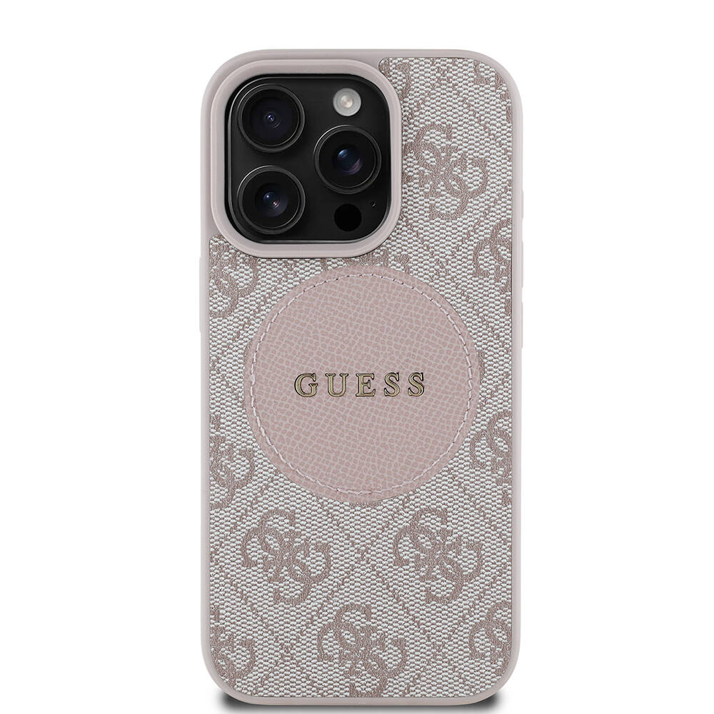 Apple iPhone 16 Pro Max Kılıf Guess Orjinal Lisanslı M-safe Şarj Özellikli Yazı Logolu Circle Classic Kapak - 2