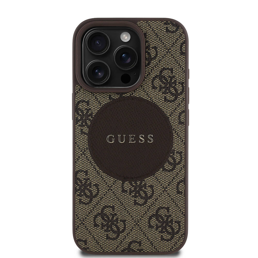 Apple iPhone 16 Pro Max Kılıf Guess Orjinal Lisanslı M-safe Şarj Özellikli Yazı Logolu Circle Classic Kapak - 1