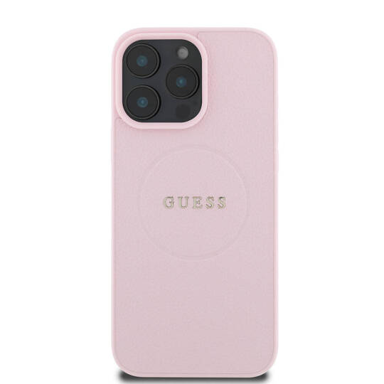 Apple iPhone 16 Pro Max Kılıf Guess Orjinal Lisanslı M-safe Şarj Özellikli Yazı Logolu Grained Kapak - 6