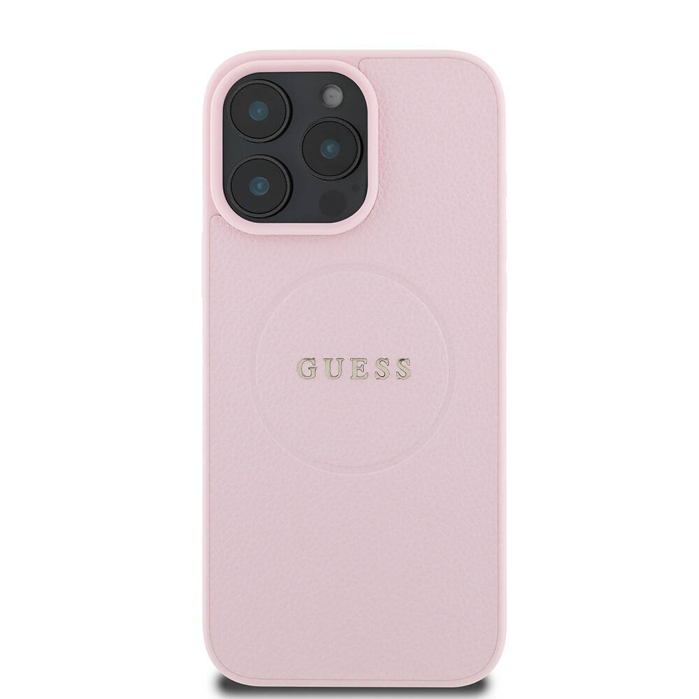 Apple iPhone 16 Pro Max Kılıf Guess Orjinal Lisanslı M-safe Şarj Özellikli Yazı Logolu Grained Kapak - 6