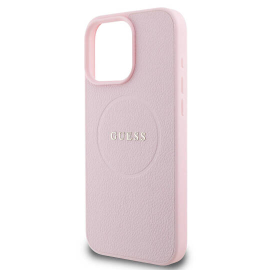 Apple iPhone 16 Pro Max Kılıf Guess Orjinal Lisanslı M-safe Şarj Özellikli Yazı Logolu Grained Kapak - 9