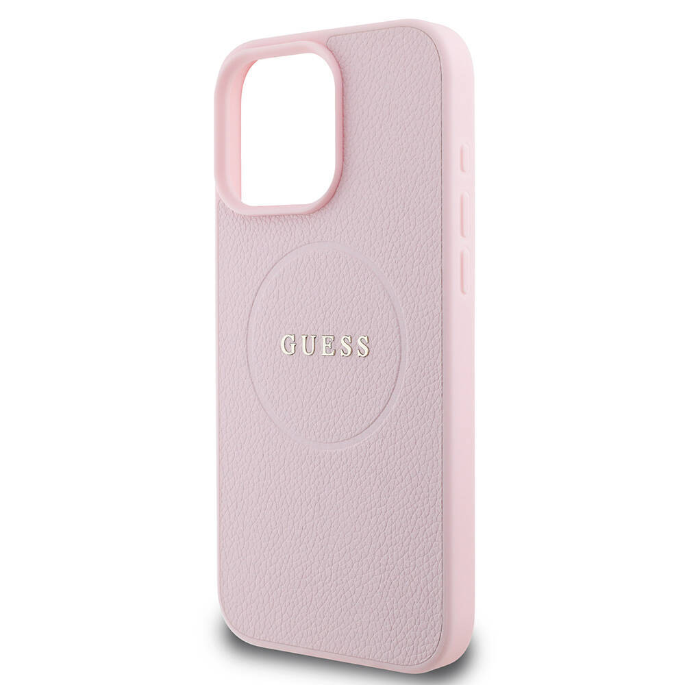 Apple iPhone 16 Pro Max Kılıf Guess Orjinal Lisanslı M-safe Şarj Özellikli Yazı Logolu Grained Kapak - 9